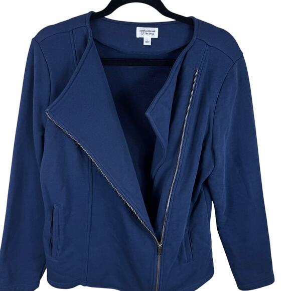 Caralyn Mirand The Drop Navy Blue Off Sides Full Zip Crew Neck Sweatshirt Size L - Picture 3 of 7